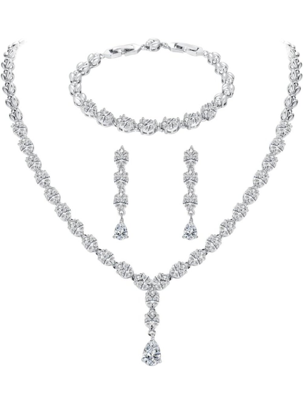 Elegant Jewelry Set for Women - Dangle Earrings, Necklace & Bracelet